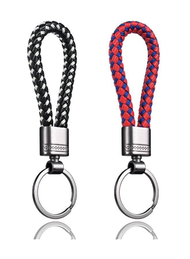 قطعتان من حلقات المفاتيح، حلقات مفاتيح جلدية للنساء والرجال، حلقات سلسلة مفاتيح السيارة، حامل مفاتيح جلدي، مشابك حلقية لمفاتيح السيارة الشخصية - Image 1